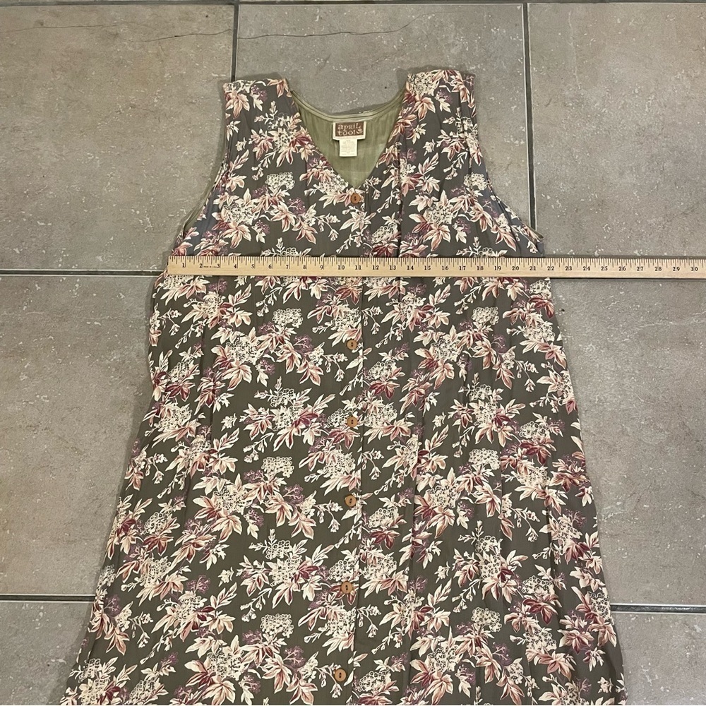 Vintage April Cornell Brown Floral Maxi Dress ONE SIZE Dark Goth Cottagecore - Picture 5 of 6